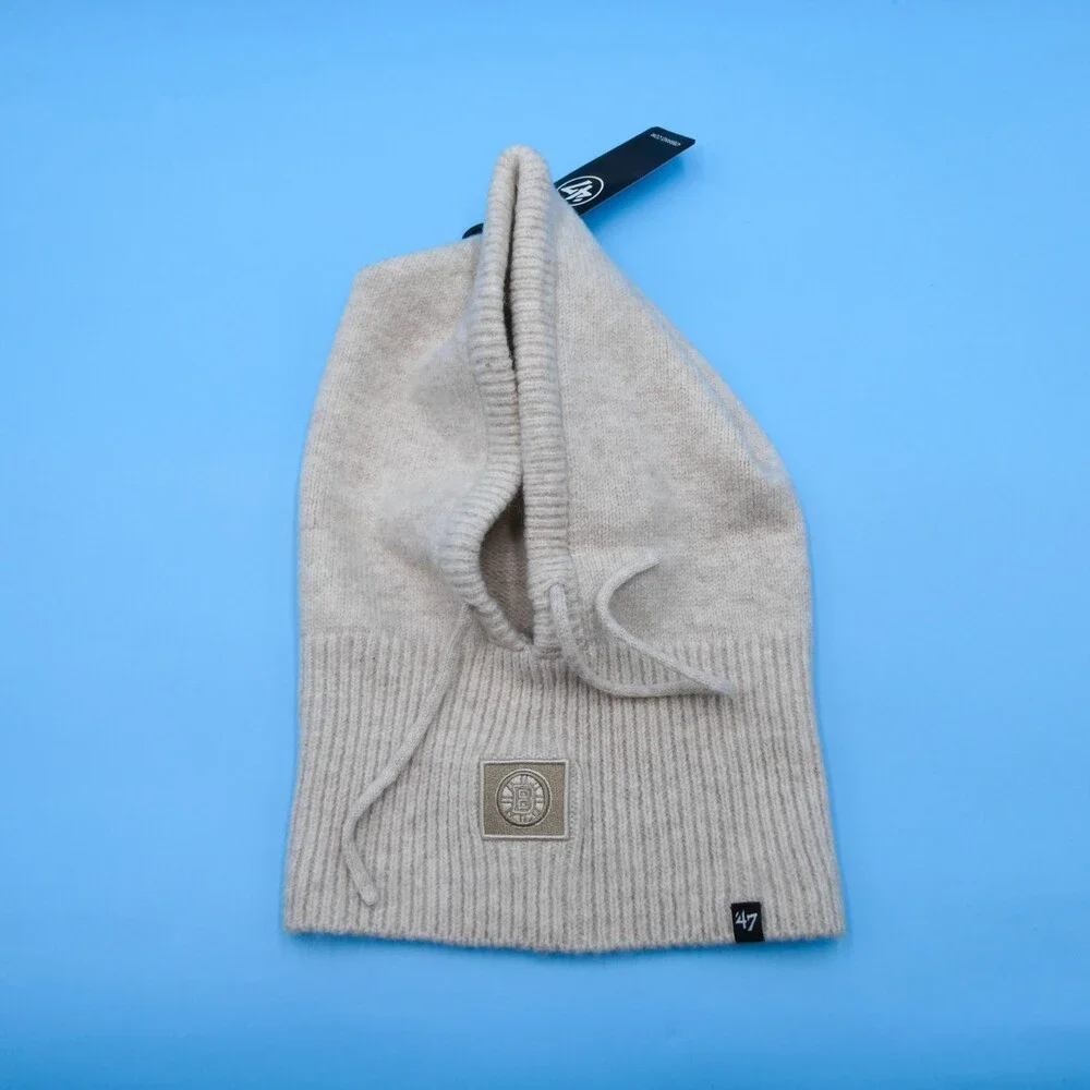 '47 Brand Boston Bruins Winter Hat Womens Beige‎ Snood Hood Unisex NBA Team New